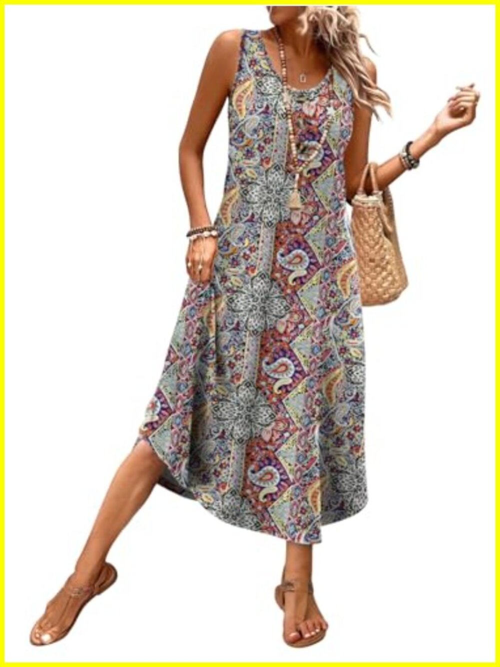 Sleeveless Midi Dress with Pockets Casual Summer